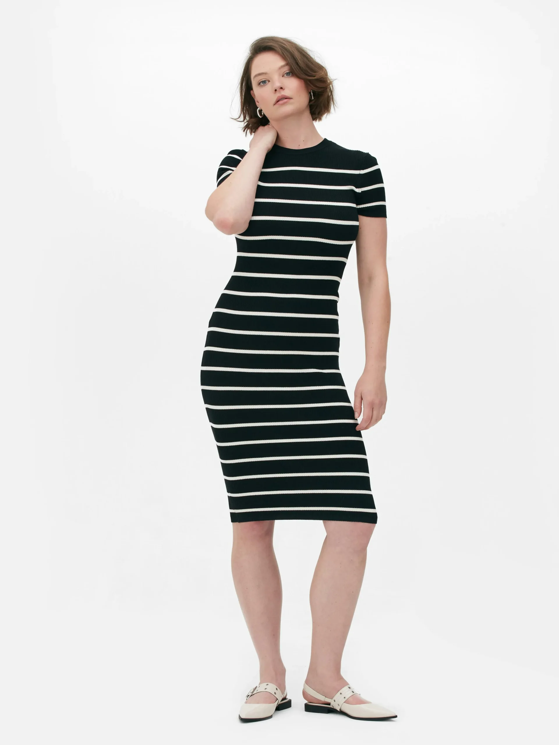 Online Kurzärmeliges Midi-Pulloverkleid Damen Kleider