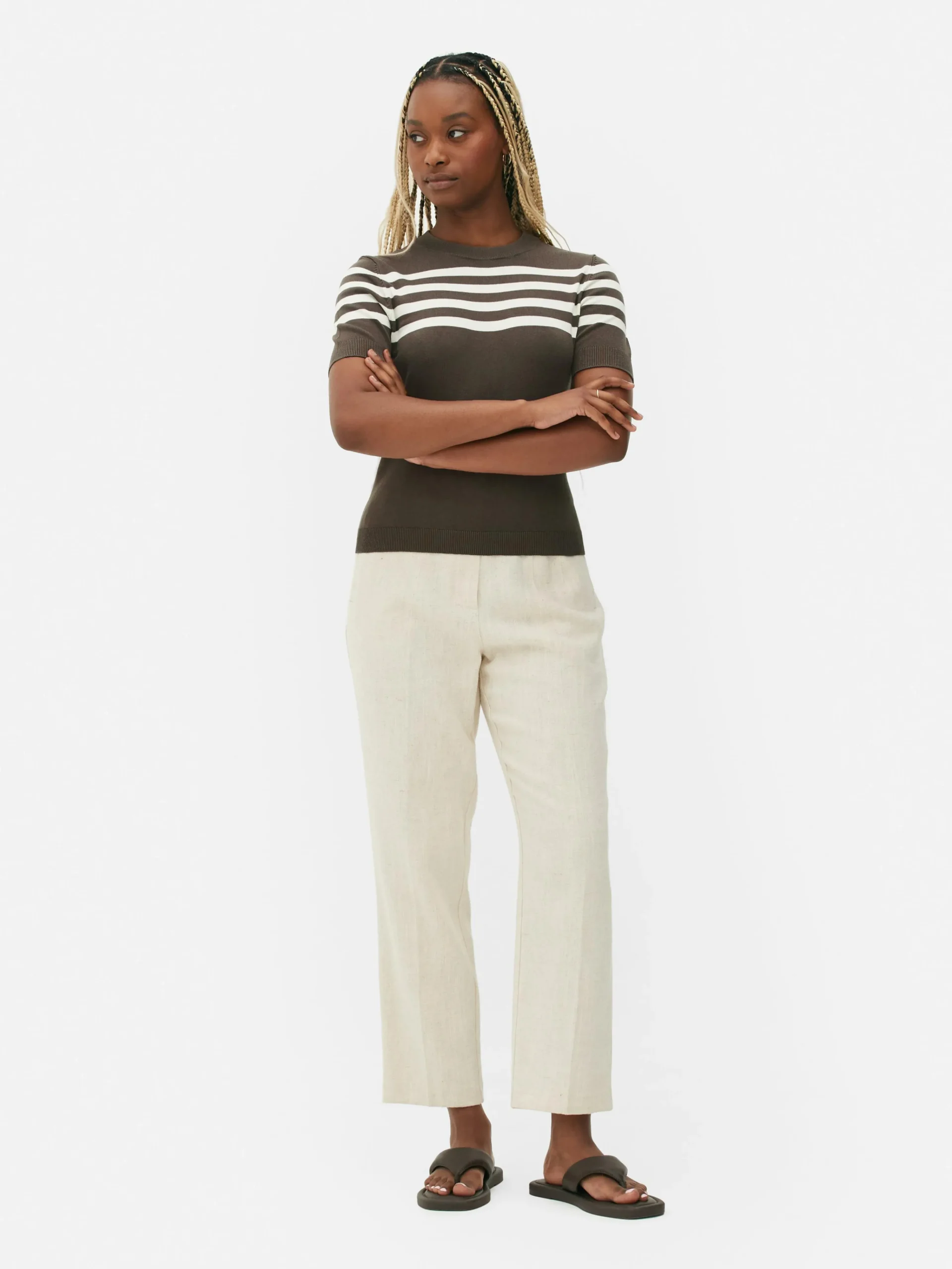 Clearance Kurzärmeliges Strick-T-Shirt Damen Tops Und T-Shirts