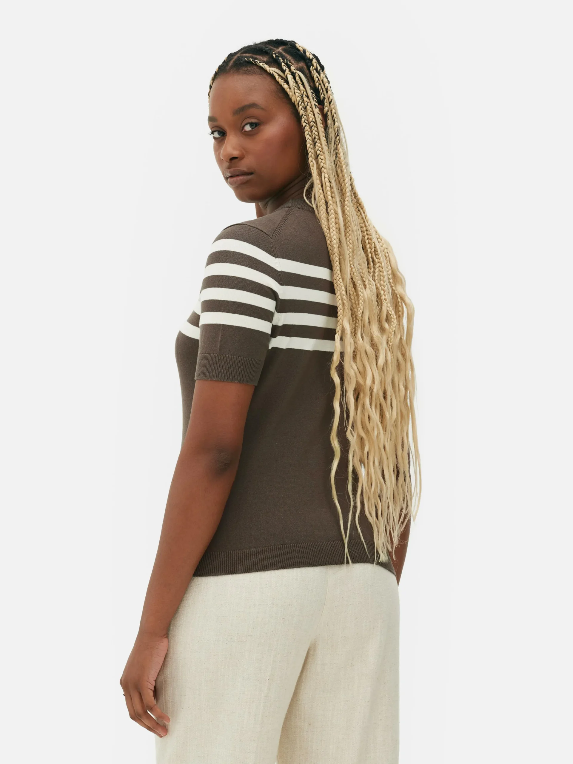 Clearance Kurzärmeliges Strick-T-Shirt Damen Tops Und T-Shirts