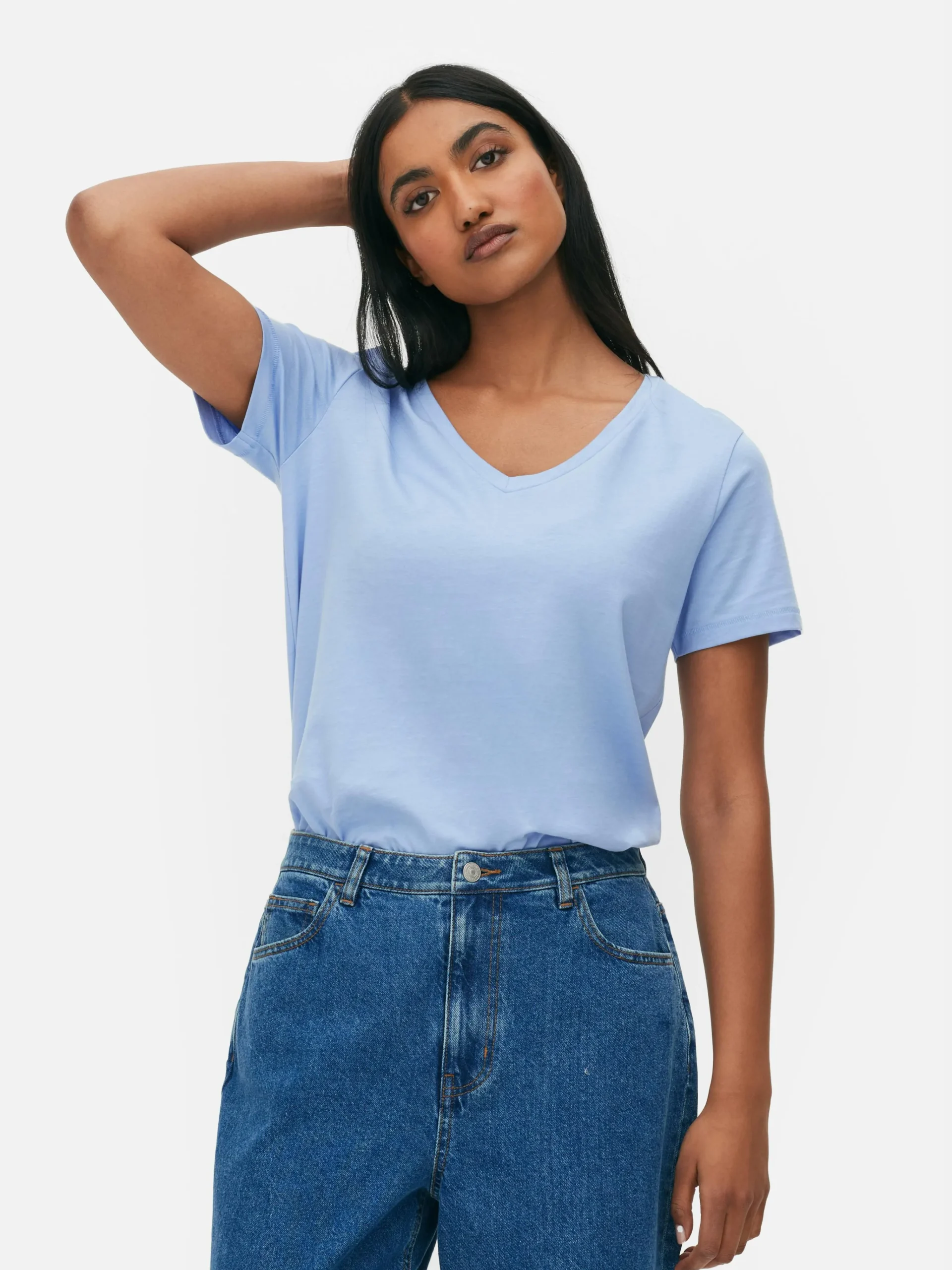 Sale Kurzärmeliges T-Shirt Mit V-Ausschnitt Damen Tops Und T-Shirts
