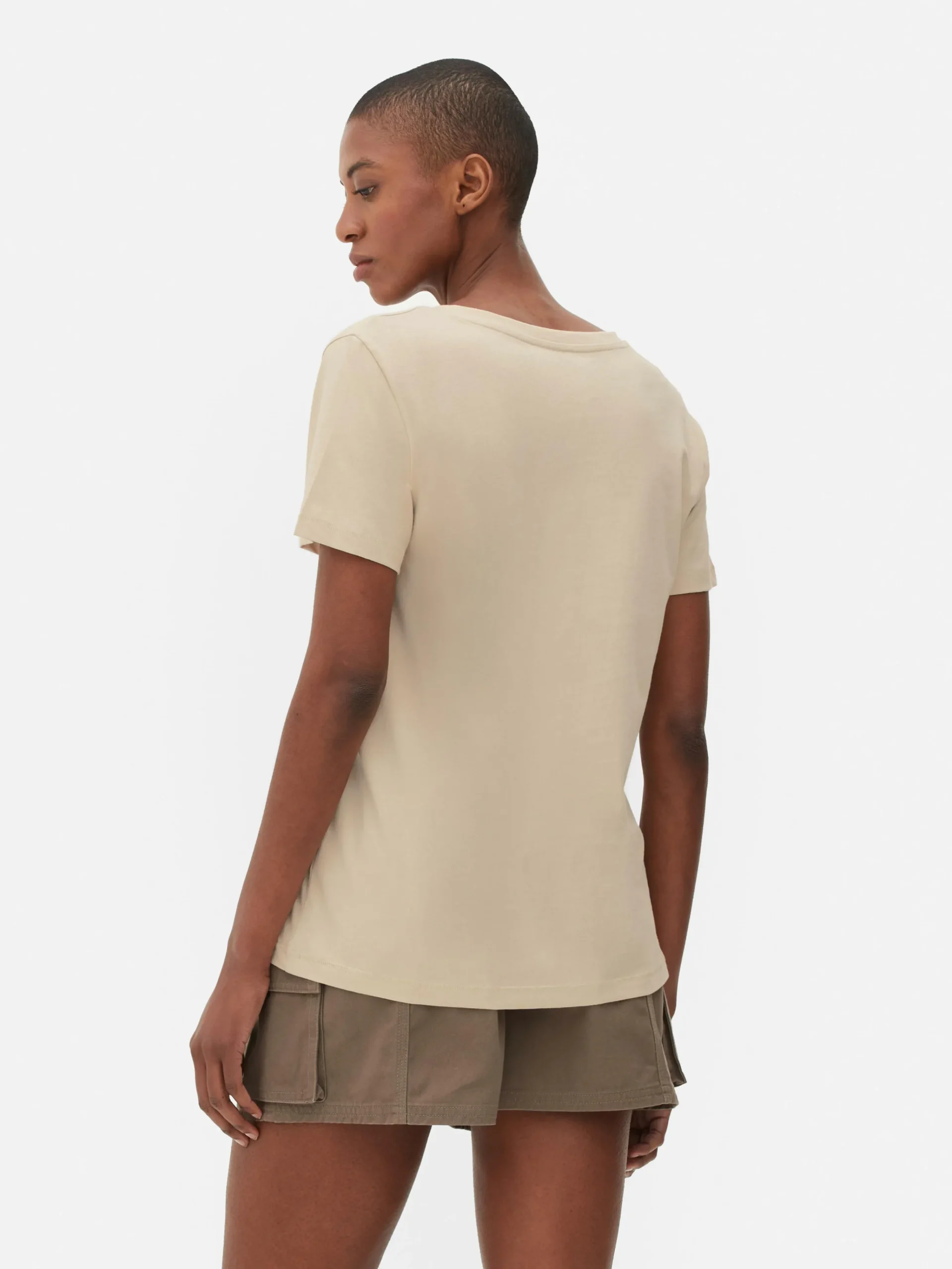 Sale Kurzärmeliges T-Shirt Mit V-Ausschnitt Damen Tops Und T-Shirts