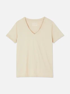 Sale Kurzärmeliges T-Shirt Mit V-Ausschnitt Damen Tops Und T-Shirts