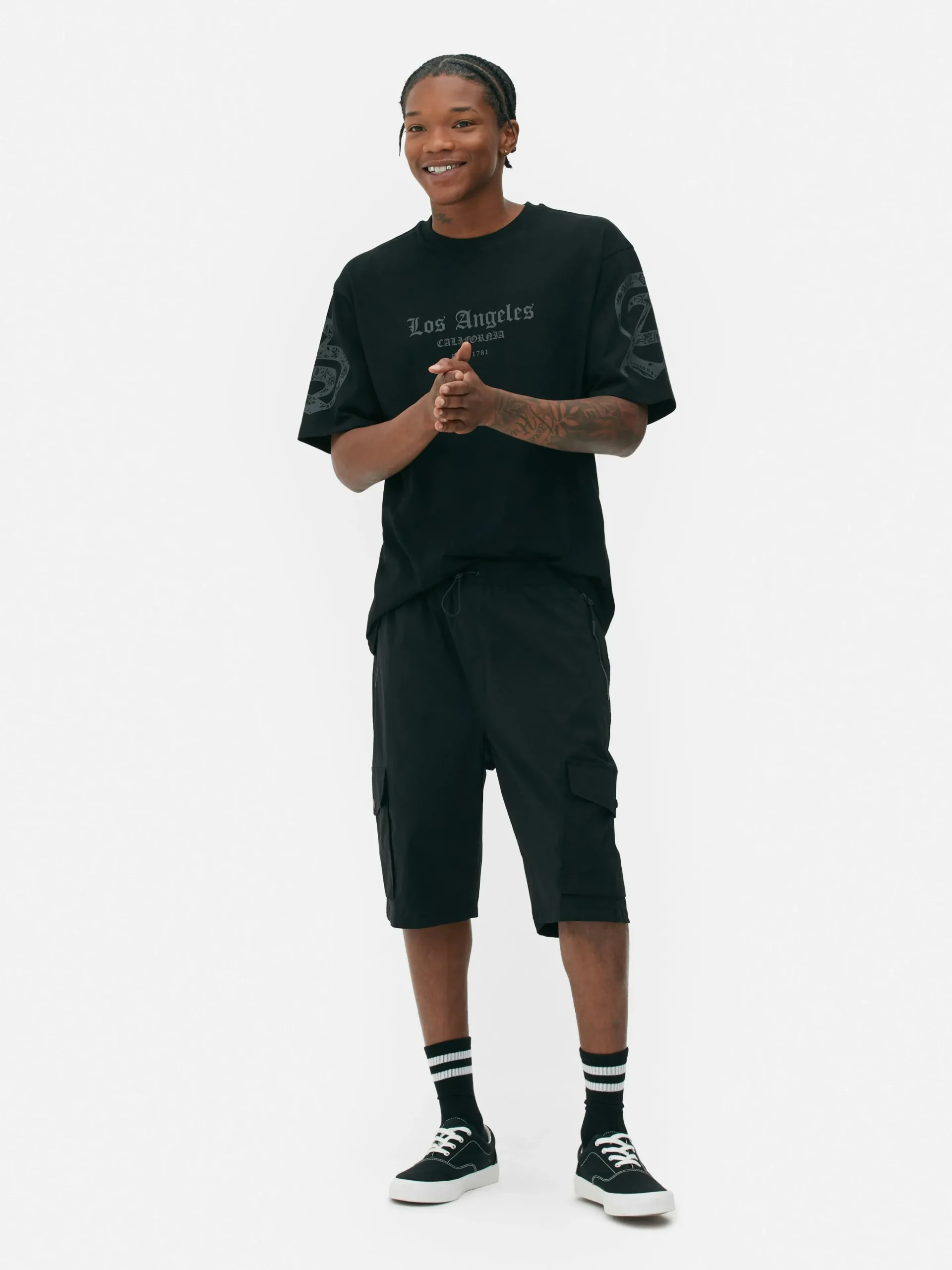 New „LA“ T-Shirt Mit Schriftzug Und Paisleymuster Herren Tops Und T-Shirts