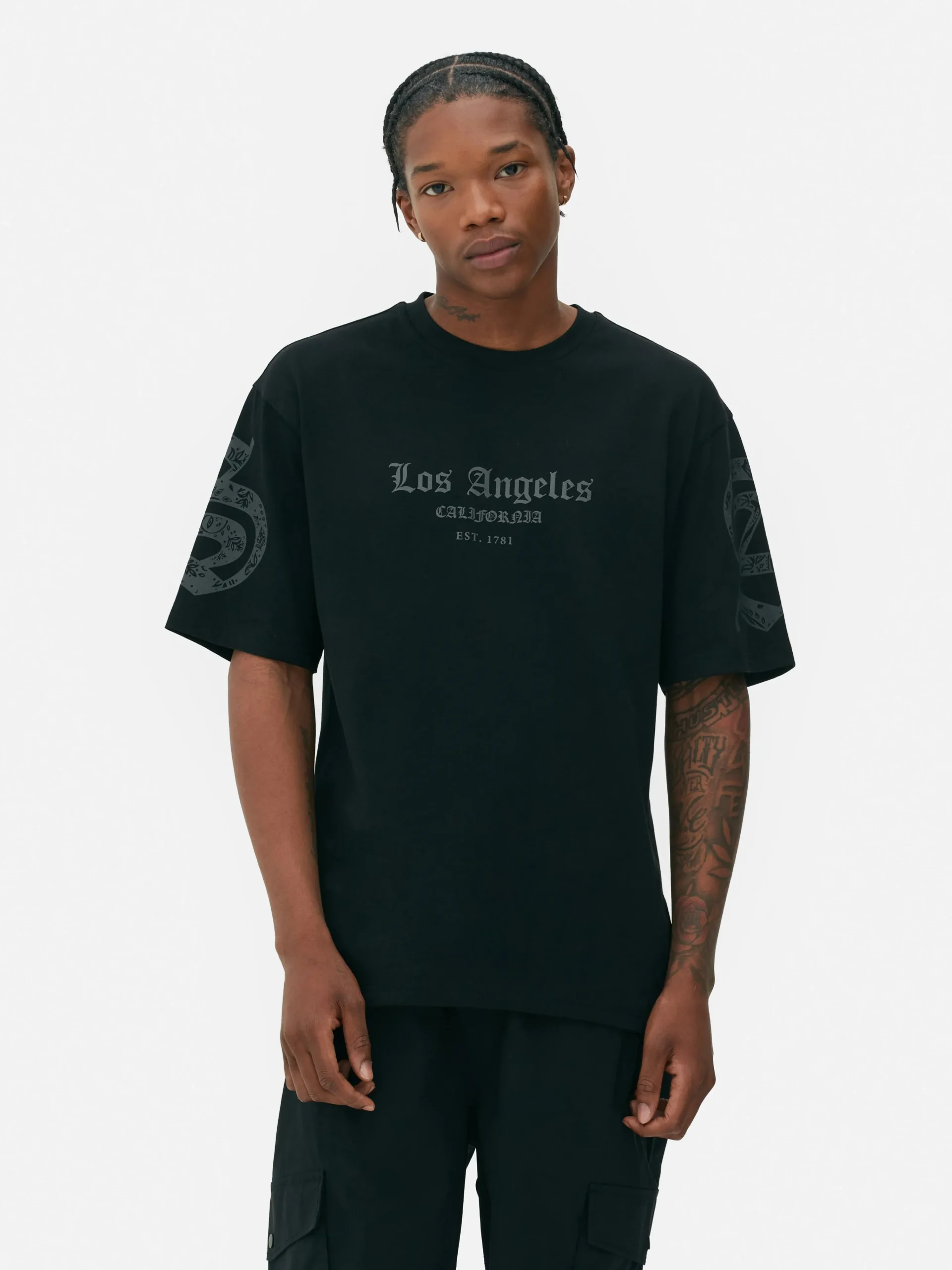 New „LA“ T-Shirt Mit Schriftzug Und Paisleymuster Herren Tops Und T-Shirts