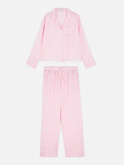 Best Langarm-Schlafanzug Aus Satin Damen Schlafanzüge