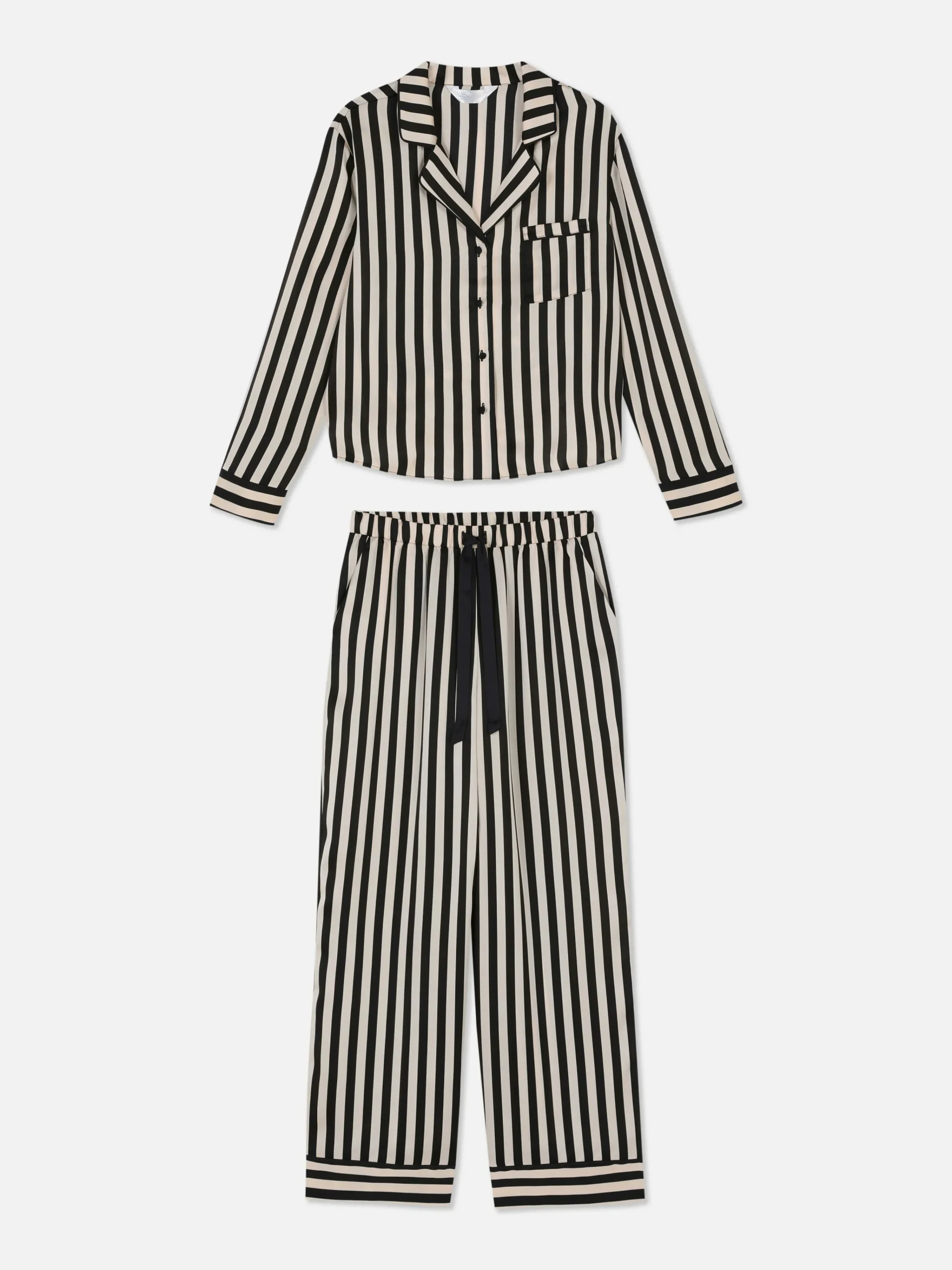 Outlet Langarm-Schlafanzug Aus Satin Damen Schlafanzüge