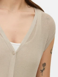 Clearance Lange, ärmellose Strickjacke Damen Pullover Und Cardigans