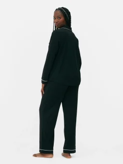 New Langer Boyfriend-Schlafanzug Damen Schlafanzüge