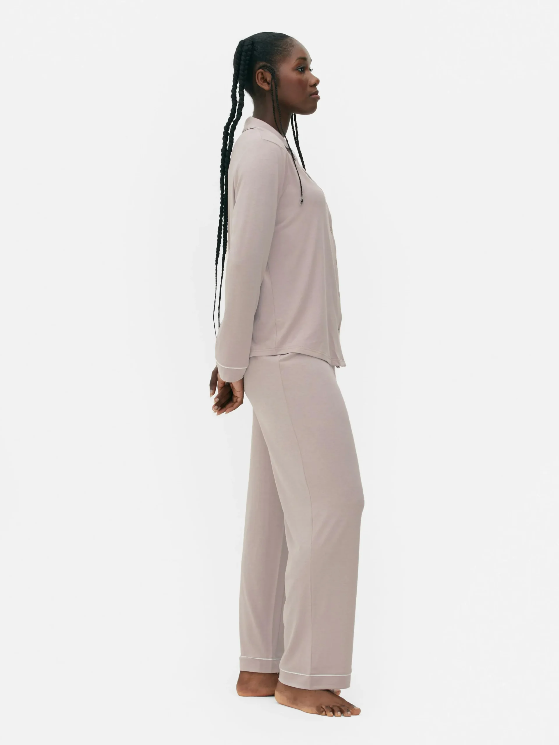 Online Langer Boyfriend-Schlafanzug Damen Schlafanzüge