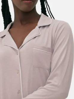 Online Langer Boyfriend-Schlafanzug Damen Schlafanzüge