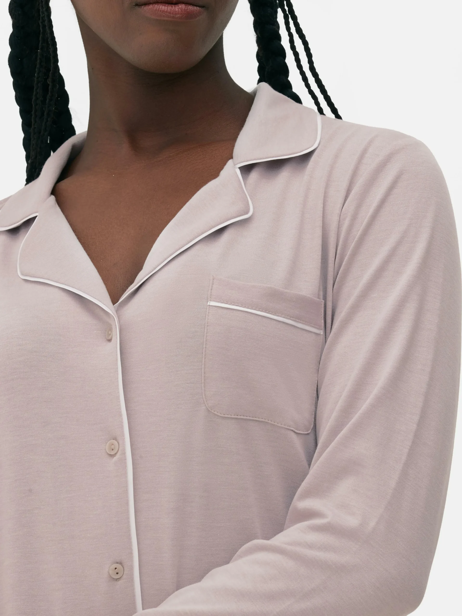 Online Langer Boyfriend-Schlafanzug Damen Schlafanzüge