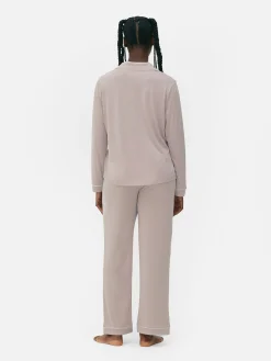 Online Langer Boyfriend-Schlafanzug Damen Schlafanzüge