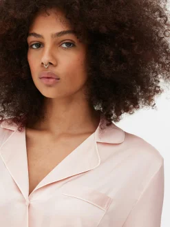 Online Langer Satin-Schlafanzug Damen Schlafanzüge