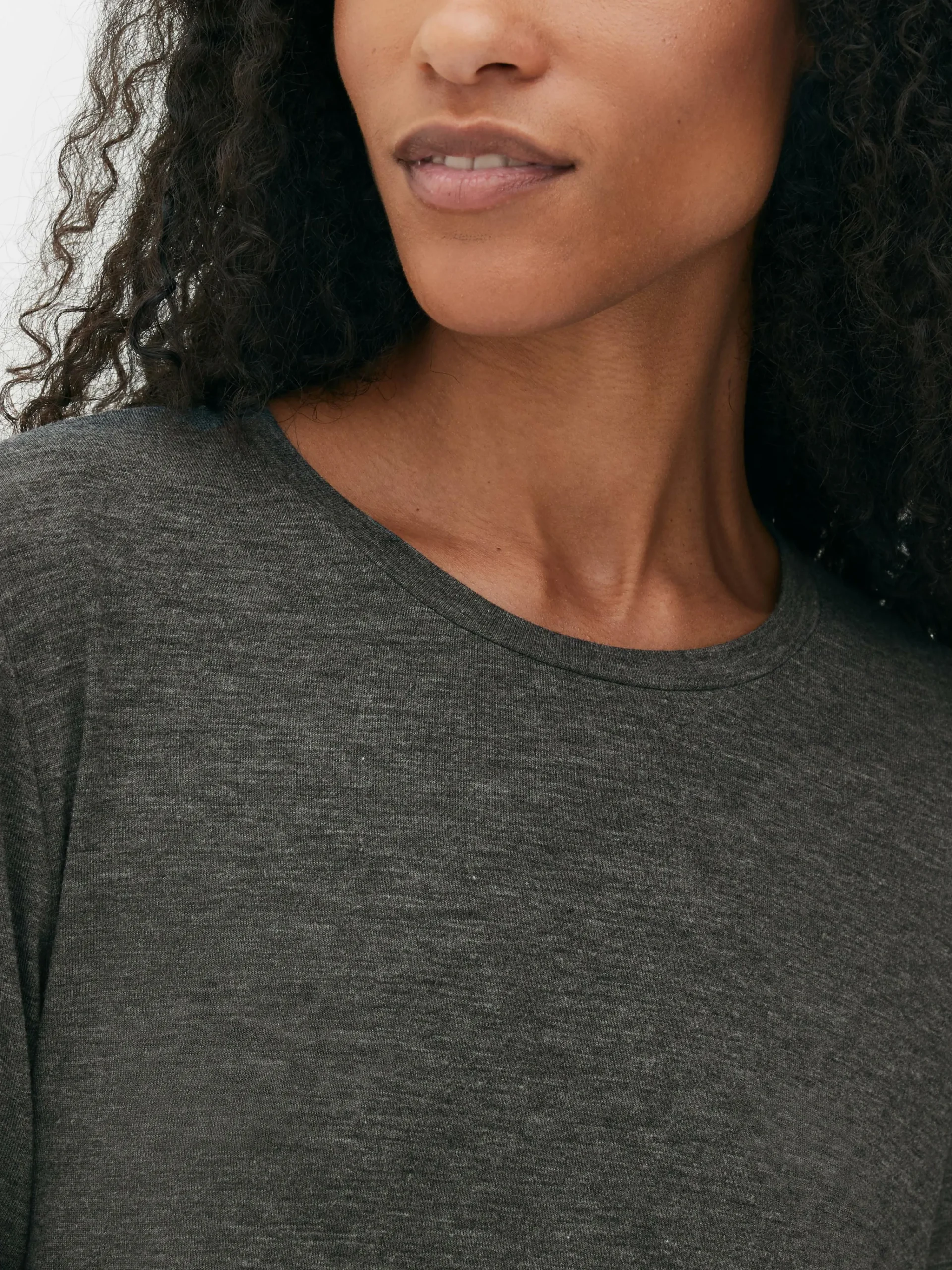 Discount Langes Langarm-Top Mit Rundem Saum Damen Tops Und T-Shirts