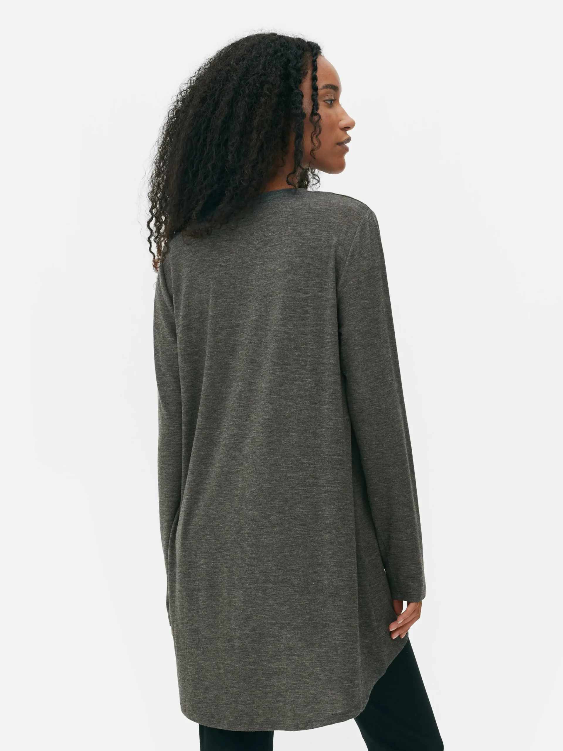 Discount Langes Langarm-Top Mit Rundem Saum Damen Tops Und T-Shirts