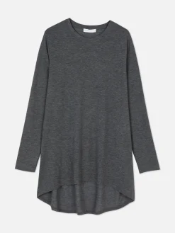 Discount Langes Langarm-Top Mit Rundem Saum Damen Tops Und T-Shirts