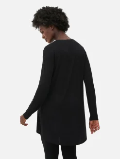 Outlet Langes Langarm-Top Mit Rundem Saum Damen Tops Und T-Shirts