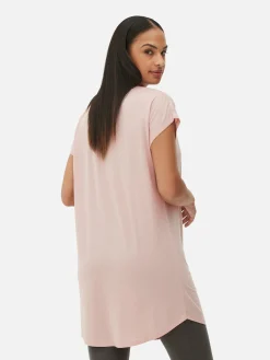 Sale Langes T-Shirt Mit Rundhalsausschnitt Damen Tops Und T-Shirts