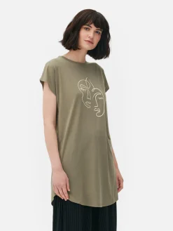 Discount Langes T-Shirt Mit Rundhalsausschnitt Damen Tops Und T-Shirts