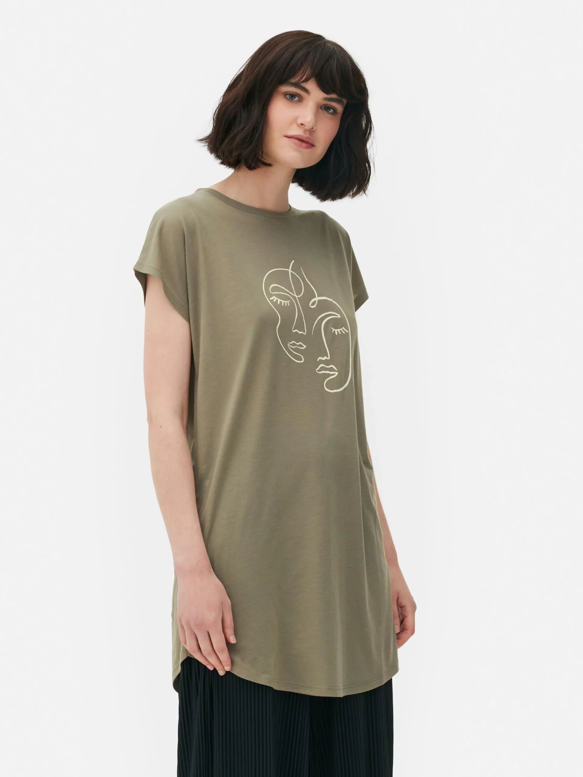 Discount Langes T-Shirt Mit Rundhalsausschnitt Damen Tops Und T-Shirts