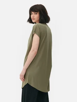 Discount Langes T-Shirt Mit Rundhalsausschnitt Damen Tops Und T-Shirts