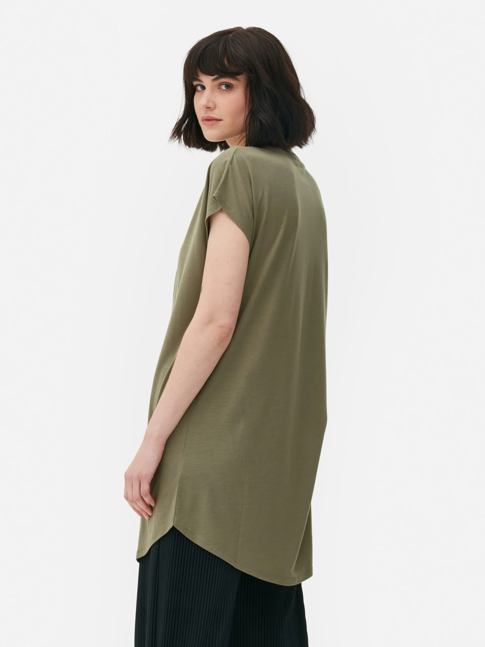 Discount Langes T-Shirt Mit Rundhalsausschnitt Damen Tops Und T-Shirts