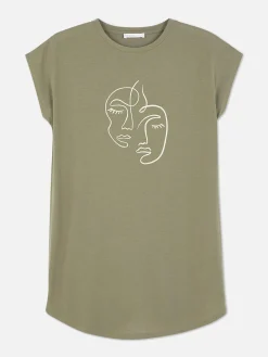 Discount Langes T-Shirt Mit Rundhalsausschnitt Damen Tops Und T-Shirts