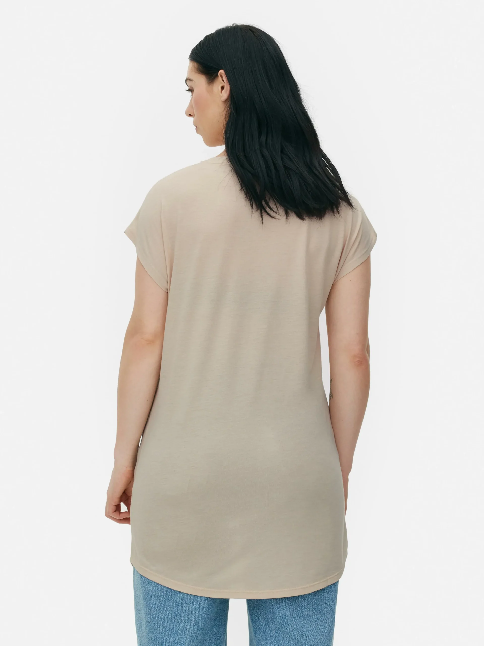 Langes T-Shirt Mit Rundhalsausschnitt Damen Tops Und T-Shirts