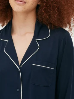 Langärmeliger Boyfriend-Schlafanzug Aus Jersey Damen Schlafanzüge