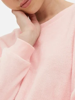 Outlet Langärmeliger Fleece-Schlafanzug Damen Schlafanzüge