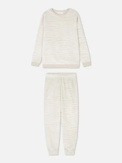 Sale Langärmeliger Fleece-Schlafanzug Damen Schlafanzüge