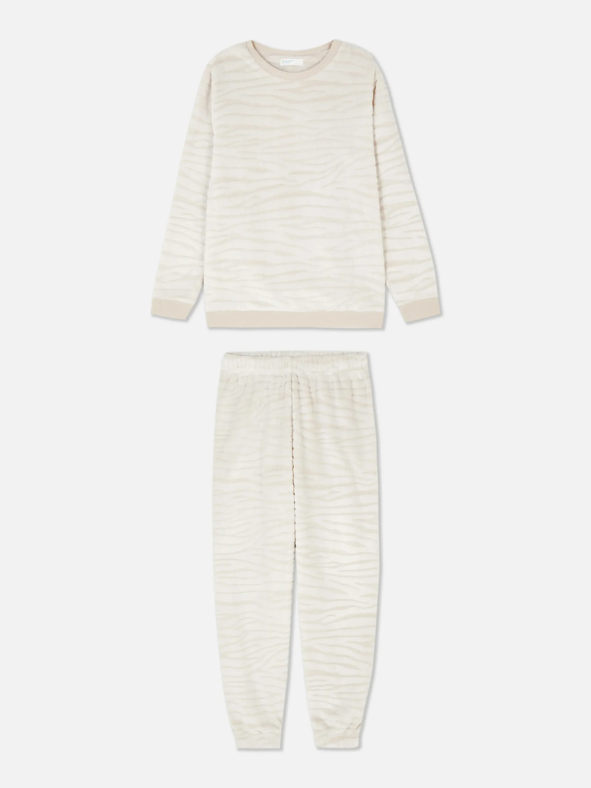 Sale Langärmeliger Fleece-Schlafanzug Damen Schlafanzüge