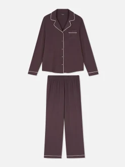 Discount Langärmeliger Jersey-Schlafanzug Im Boyfriend-Look Damen Schlafanzüge