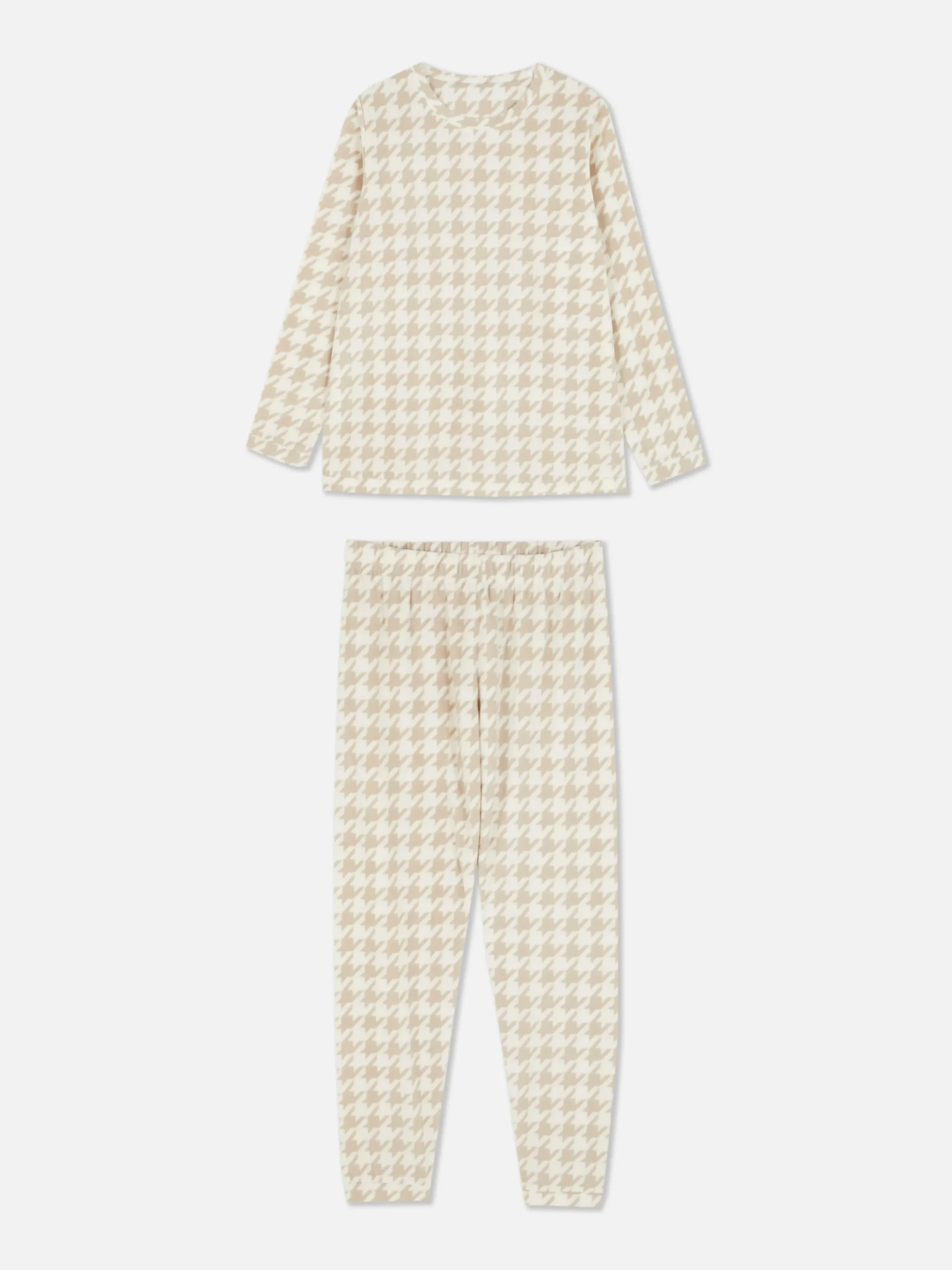 Sale Langärmeliger Microfleece-Schlafanzug Damen Schlafanzüge