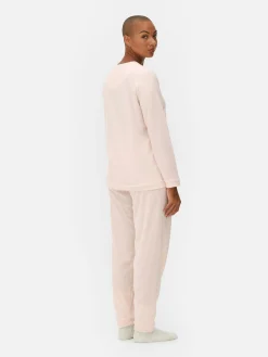 Hot Langärmeliger Mikrofleece-Schlafanzug Damen Schlafanzüge