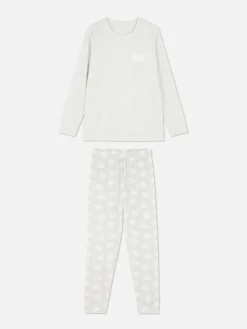 Discount Langärmeliger Mikrofleece-Schlafanzug Damen Schlafanzüge