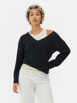 Discount Langärmeliger Pullover Mit U-Boot-Ausschnitt Damen Pullover Und Cardigans