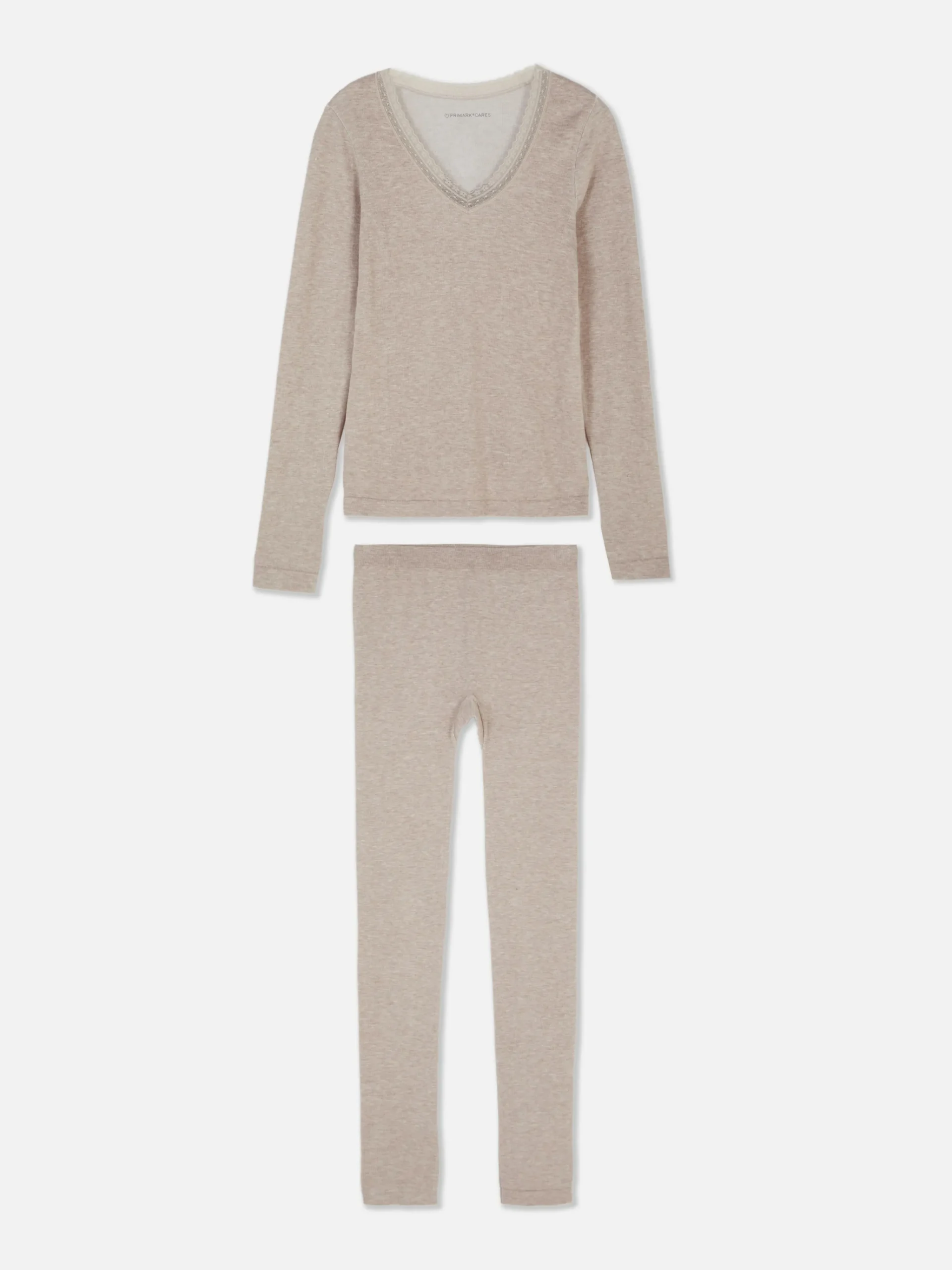 Clearance Langärmeliger Schlafanzug Mit Spitzenbesatz Damen Schlafanzüge