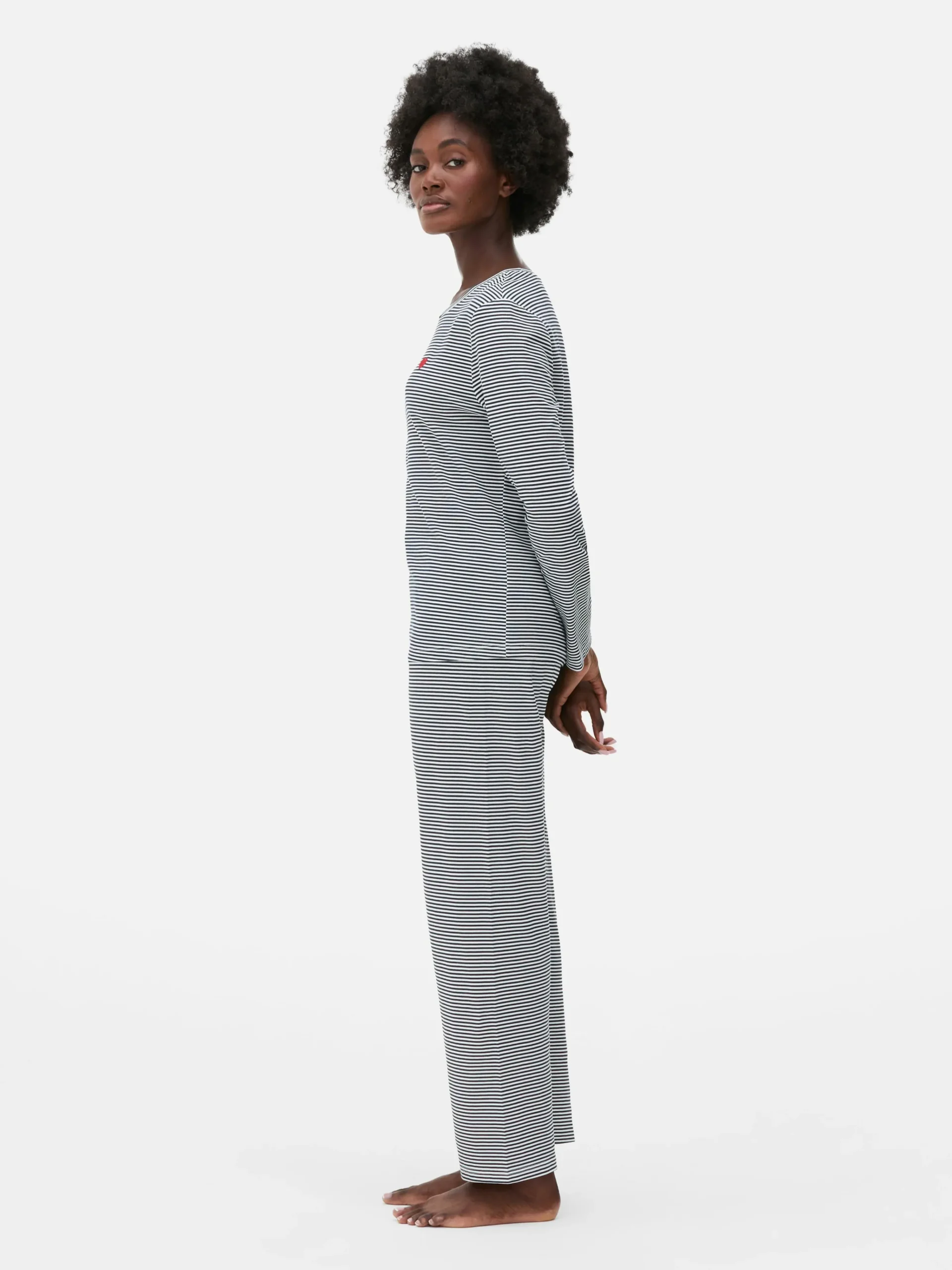 Clearance Langärmeliger Schlafanzug Mit Tasche Damen Schlafanzüge