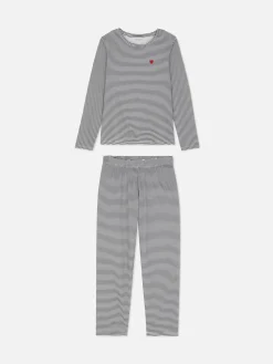 Clearance Langärmeliger Schlafanzug Mit Tasche Damen Schlafanzüge