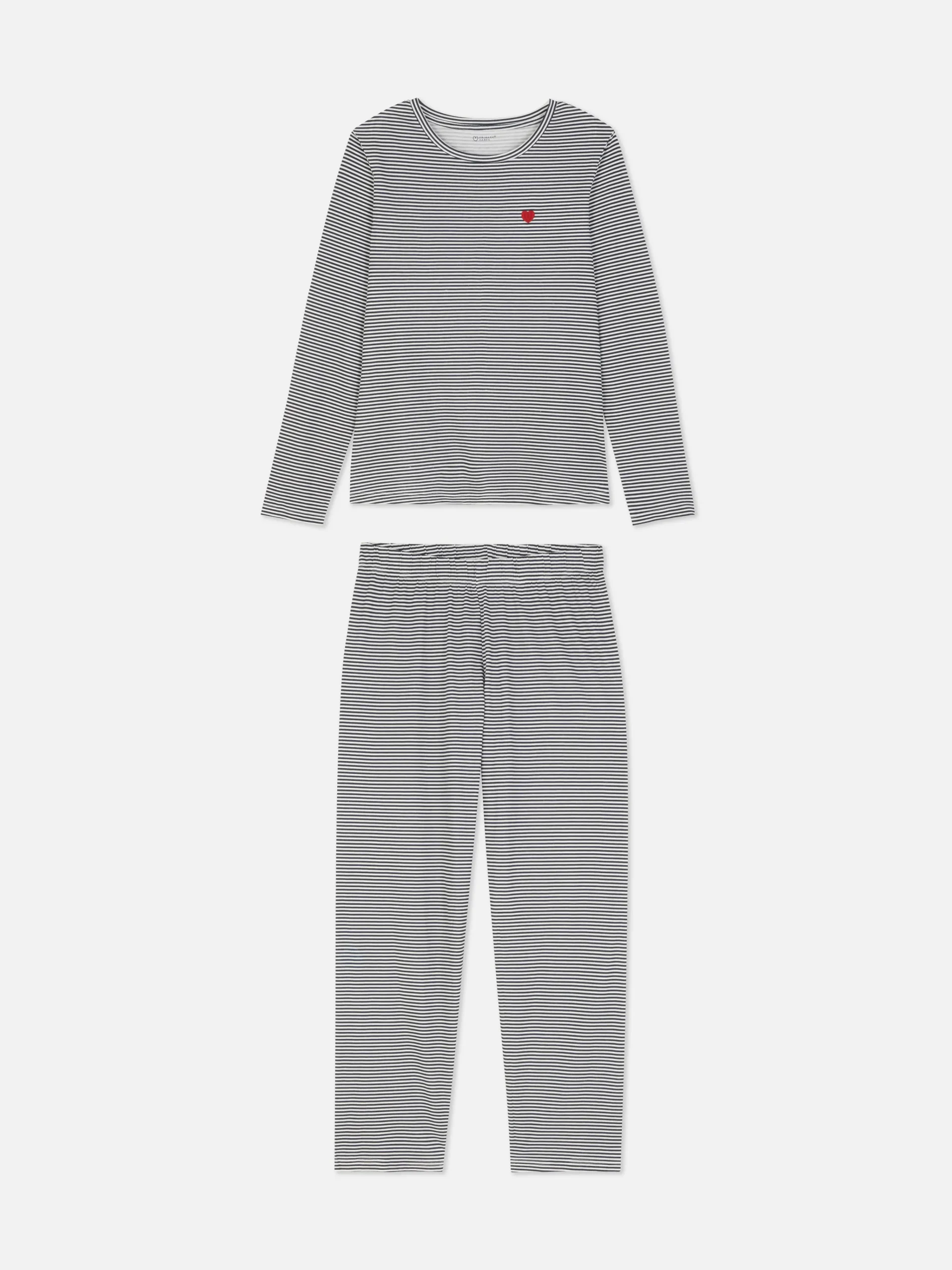 Clearance Langärmeliger Schlafanzug Mit Tasche Damen Schlafanzüge