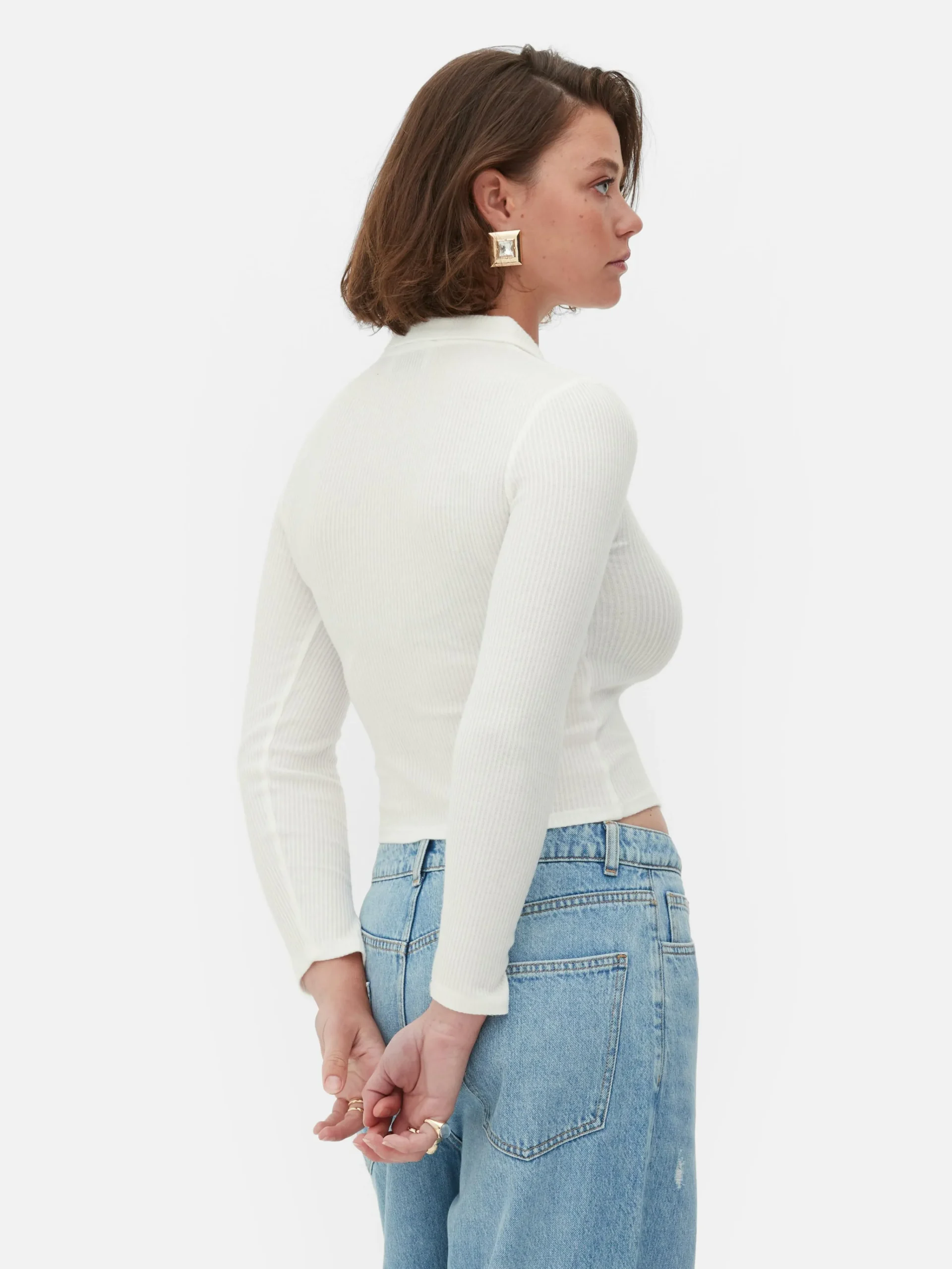 Outlet Langärmeliges, Geripptes „Rita Ora“ Poloshirt Damen Tops Und T-Shirts