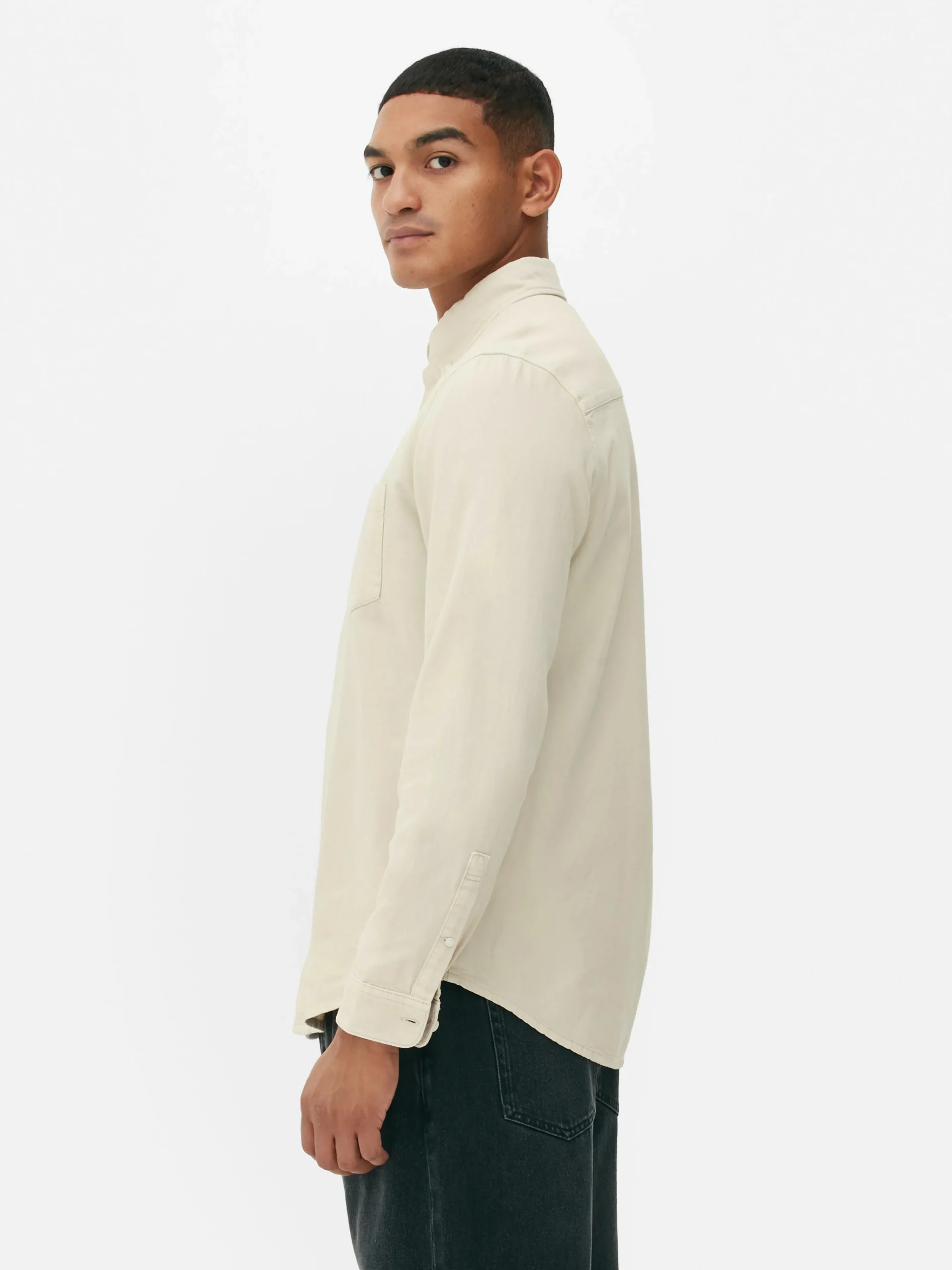 Langärmeliges Hemd Aus Baumwoll-Twill Herren Hemden