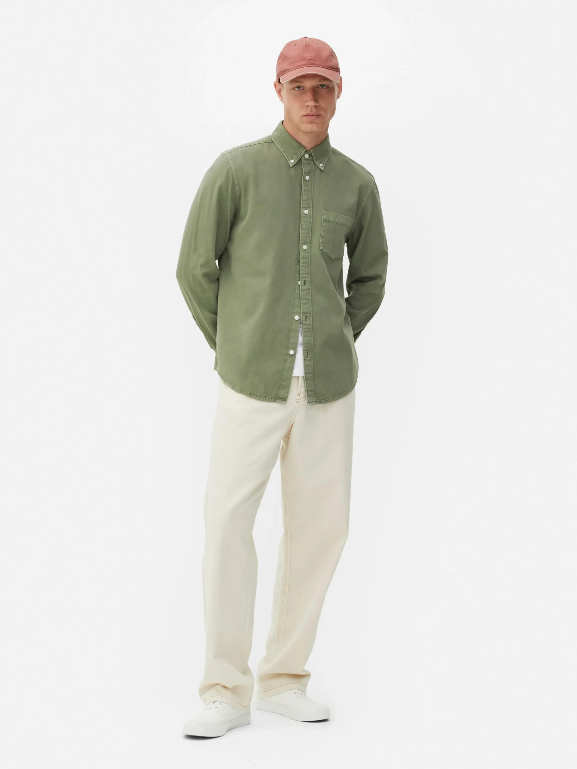 Discount Langärmeliges Hemd Aus Baumwoll-Twill Herren Hemden