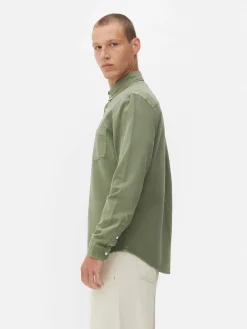 Discount Langärmeliges Hemd Aus Baumwoll-Twill Herren Hemden