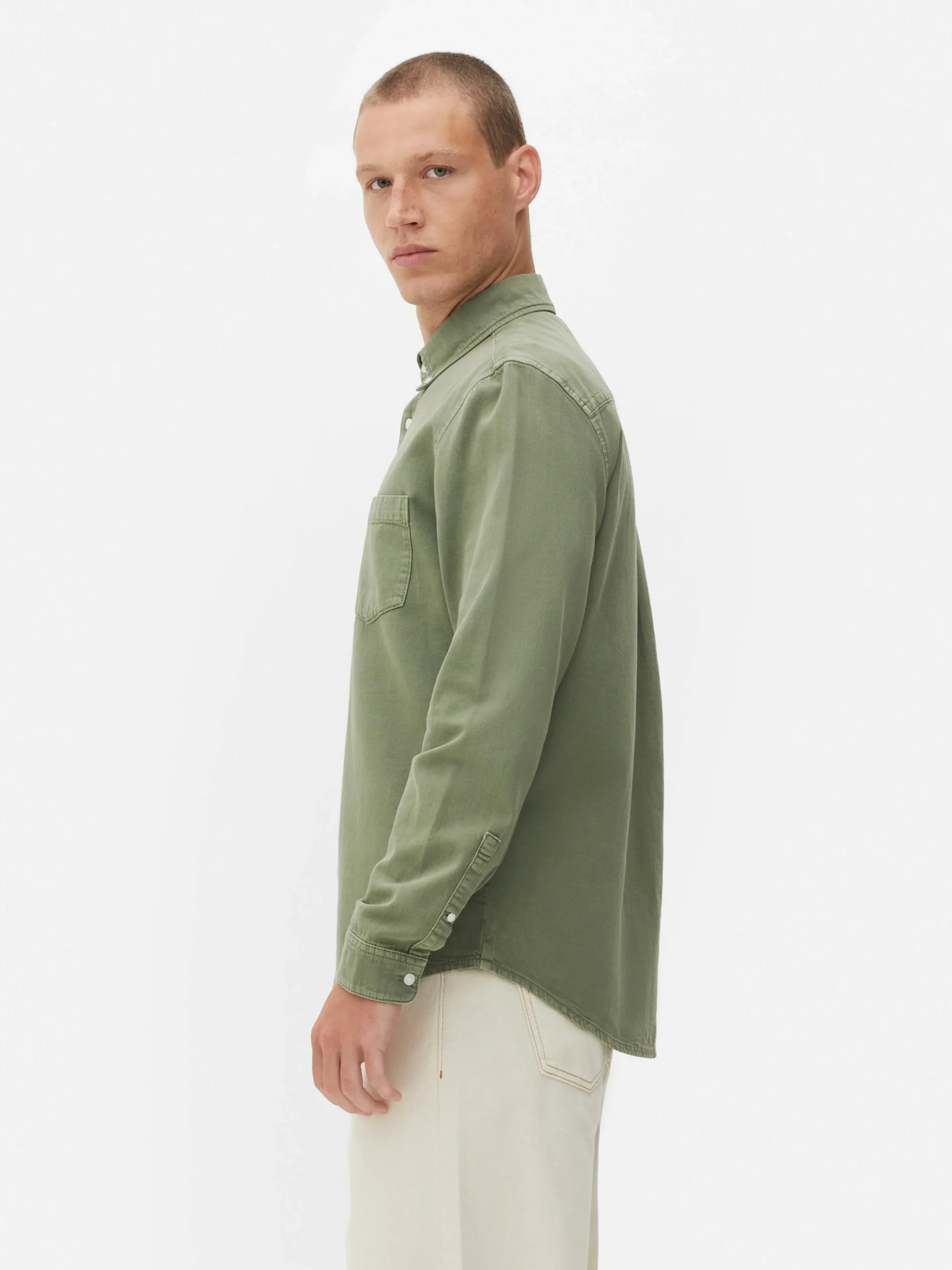 Discount Langärmeliges Hemd Aus Baumwoll-Twill Herren Hemden