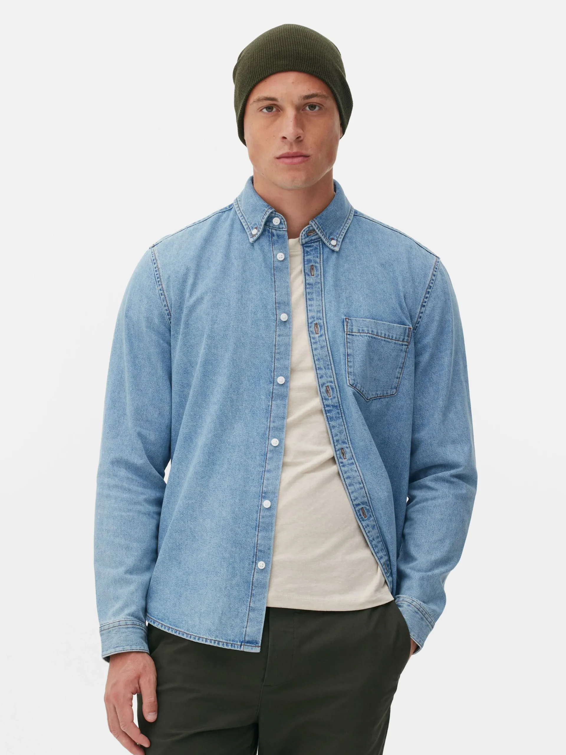 New Langärmeliges Hemd Aus Baumwoll-Twill Herren Hemden