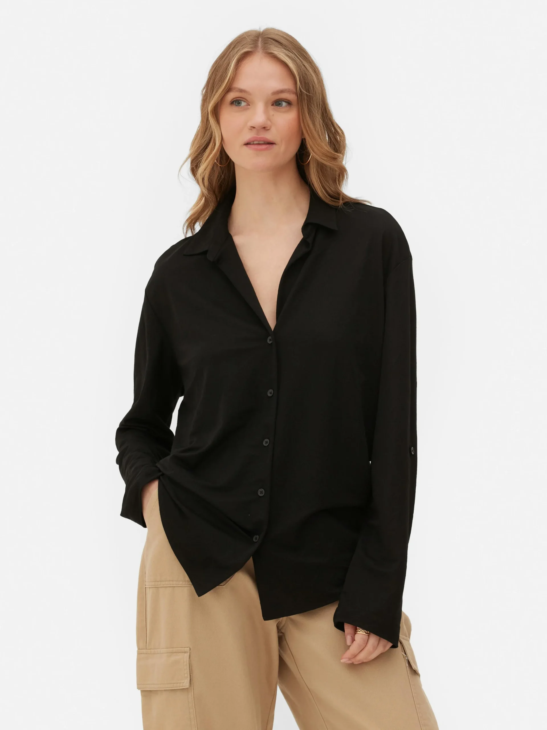 Discount Langärmeliges Jerseyhemd Damen Blusen