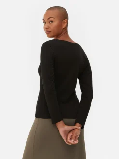 Discount Langärmeliges Stretch-T-Shirt Damen Tops Und T-Shirts