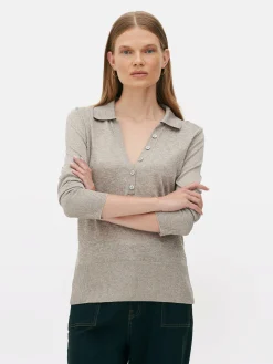Outlet Langärmeliges „The Edit“ Strick-Poloshirt Damen Pullover Und Cardigans